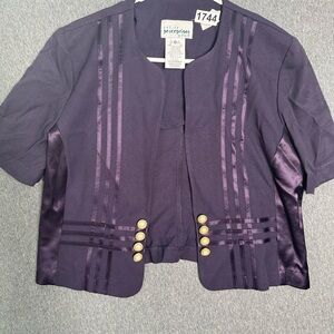 Perceptions Deep Purple Short Sleeve Cropped Jacket Size 6